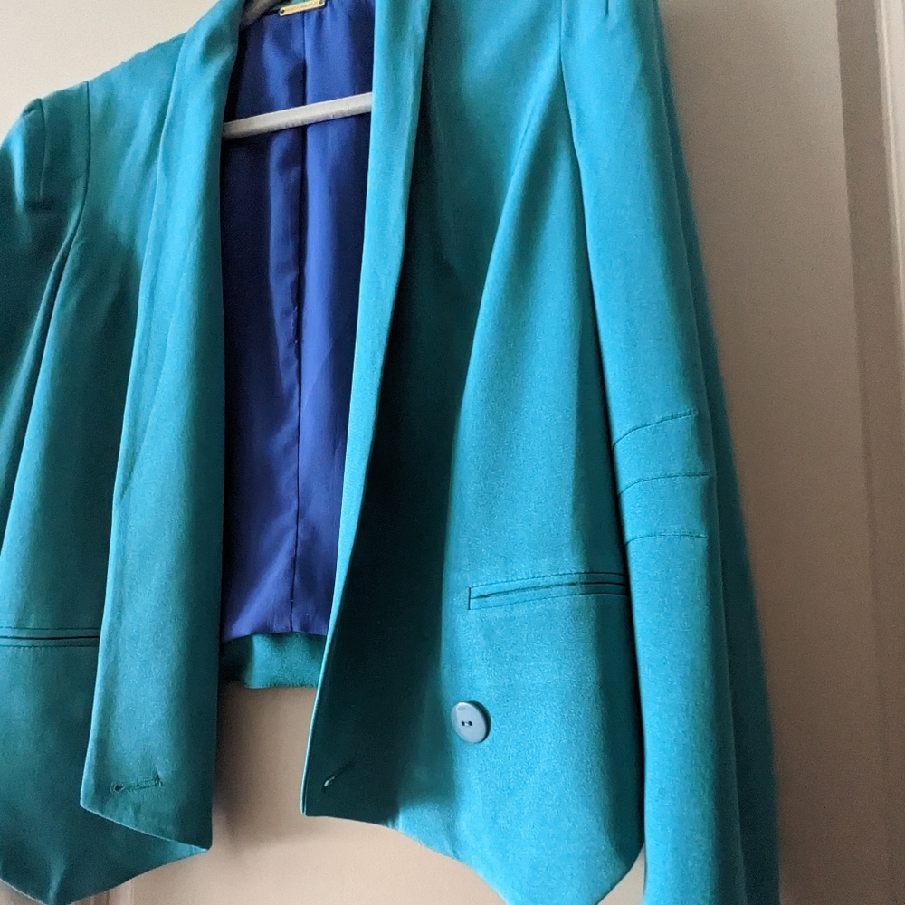 Rebecca Minkoff Teal Becky Jacket Blazer (silk) - Picture 3 of 4